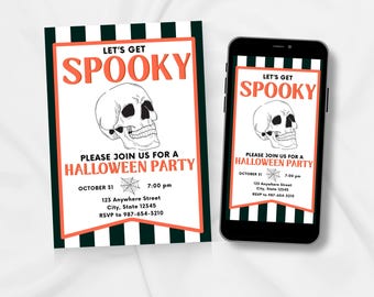 Spooky Halloween Party Invitation: Printable Canva Template