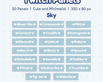 Pacote de painéis Twitch minimalistas Sky Simple