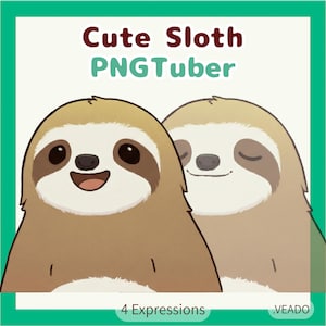 Sloth PNGTuber Avatar, Premade VTuber Model for Veadotube Mini
