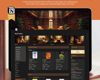 Personal Library Reading Tracker Notion Template – Aesthetic Digital Bookshelf & Cozy Reading Planner