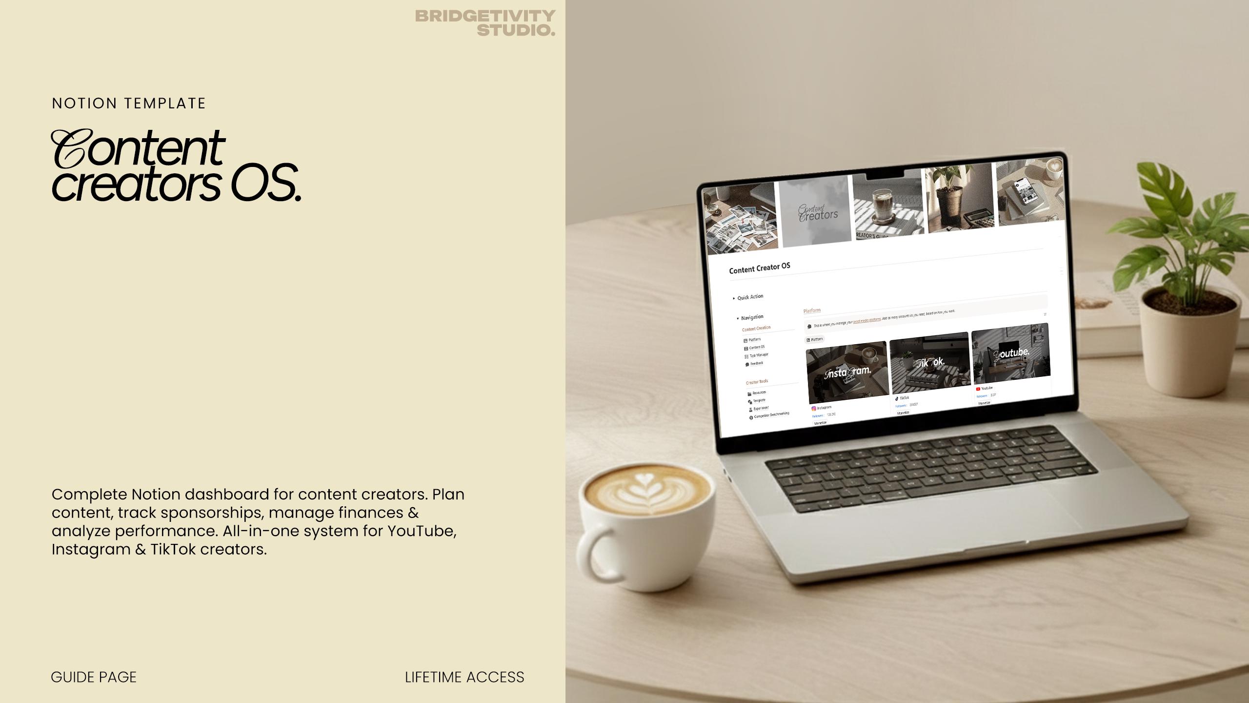 Content Creator OS Notion Template, Social Media Planner (digital ...