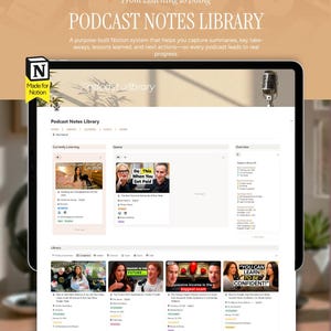 Notion Podcast-bibliotek för livslånga elever – Spara insikter och lärdomar (digital nedladdning)