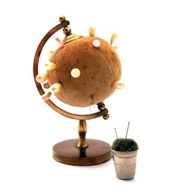 RESERVED LISTING FOR Sian Malyon ... Victorian Era Globe Pincushion