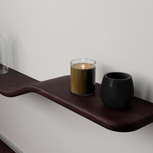 Floating Wall Shelf | Solid Ashwood | Unique Curve | Modern Design | Quality Stain And Bracket Design | Bild 3