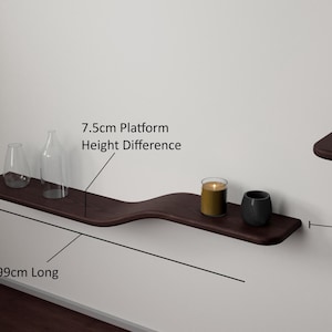 Floating Wall Shelf | Solid Ashwood | Unique Curve | Modern Design | Quality Stain And Bracket Design | Bild 2