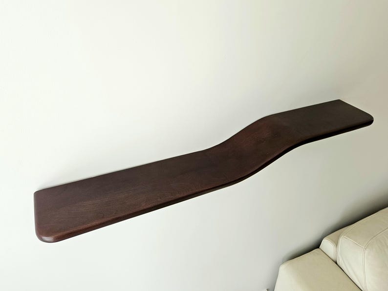 Floating Wall Shelf | Solid Ashwood | Unique Curve | Modern Design | Quality Stain And Bracket Design | Bild 5