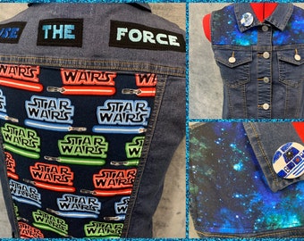 Use The Force Upcycled Denim Vest OOAK