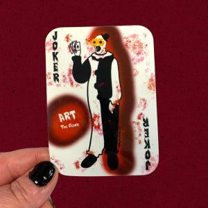 Pegatina de vinilo con la carta de juego The Clown Joker de Terrifier Art