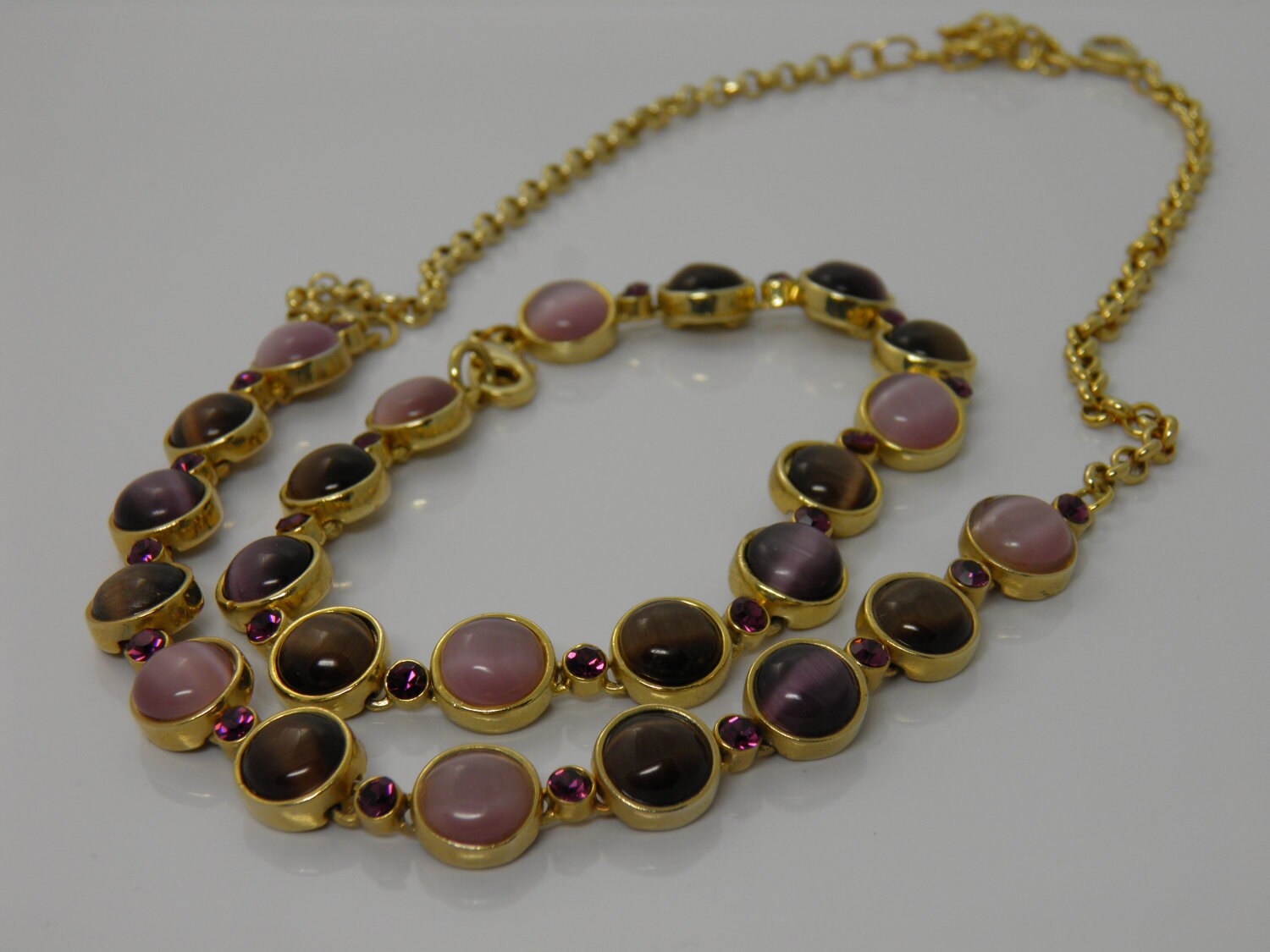 Vintage Pink and Brown Tiger's Eye With Amethyst - Etsy