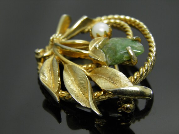 Vintage 1960's Sarah Coventry Jade Garden Brooch … - image 1