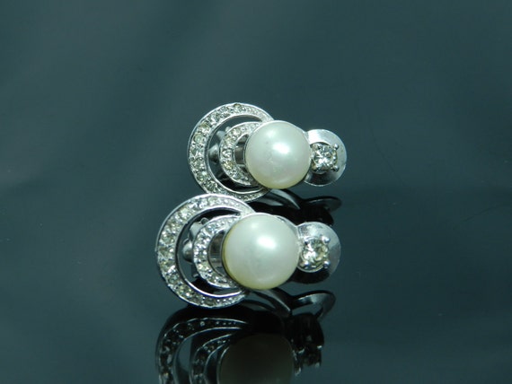 Vintage Pennino Pearl And Rhinestone Silvertone C… - image 3