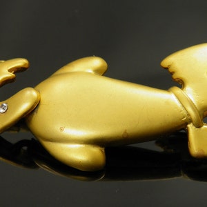 Vintage Matte Goldtone And Rhinestone Scottie Westie Vintage Figural Pin Brooch With Moving Tail