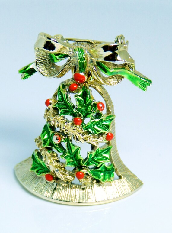 Rare Vintage Tancer II Christmas Bell Pin With Bo… - image 3