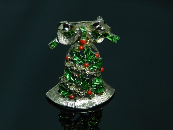 Rare Vintage Tancer II Christmas Bell Pin With Bo… - image 2