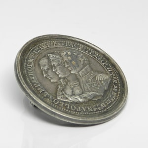 Vintage Antique French Medal Dated 1813 With Napoleon, Marie Louise And Francis II Of Austria