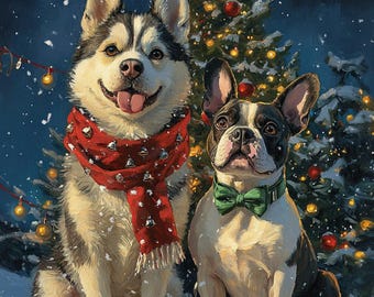 Custom Christmas Pet Portrait: Funny Holiday Pet Illustration (Digital, 20x30in JPG)