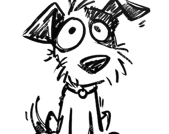 12 Hand-Drawn Dog Clipart, Whimsical Dogs, Line Art, Printable Watercolor, High-Quality JPGs, Paper Craft, Junk Journal, Digital Download