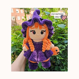 Crochet Pattern Witch Doll - PDF file  Halloween Amigurumi Doll with Pumpkin Trick or Treat Bag DIY Witch Doll Amigurumi Decoration and Gift