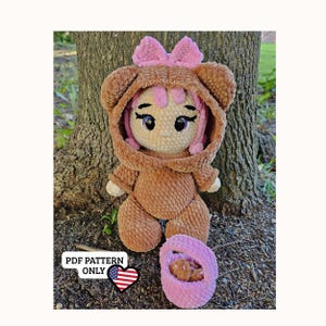 Crochet Pattern WYNI Doll in Bear Costume with Cookie Basket | Amigurumi PDF Pattern | Chenille Doll PDF File
