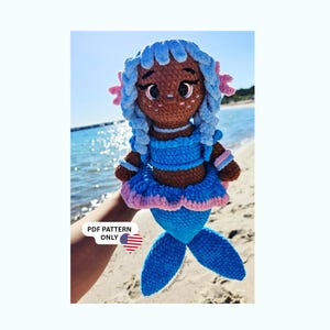 Virkmönster Sjöjungfru AQUA & Bläckfisk Luma | Amigurumi PDF-mönster på amerikanska termer | Chenillegarndockhandledning för ambitiösa nybörjare