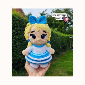 Crochet Doll Pattern PDF – Amigurumi Sailor Girl Toy – Blue Dress Crochet Tutorial – Handmade Stuffed Doll DIY – Instant Download - PDF File