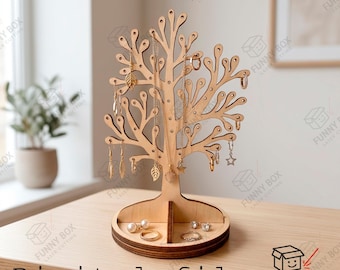 Laser Cut Jewelry Tree Stand SVG | Earring Necklace Holder | Vanity Organizer | Digital Download DXF SVG