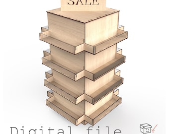 4-Sided Display Stand with Clear Acrylic Pockets – Digital Laser Cut Design (3 mm Material)