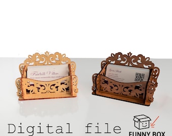Business Card Holder SVG, Laser Cut Business Card Box, Office Desk Organizer, Elegant Wooden Card Display, Gift for Professionals