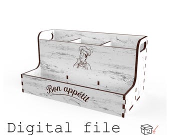 Organizer da cucina inciso con manici - Design digitale tagliato al laser (materiale da 6 o 5 mm)