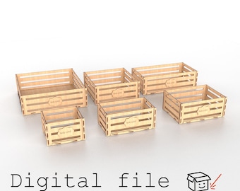 Gift Box Set with “With Love” Sign 6 Sizes, Laser Cut, Simple slot-fit design no glue required, 3 and 4mm