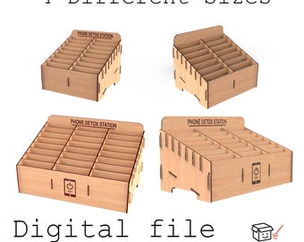 Set of 4 Mobile Phone Storage Boxes - A Convenient Organizational Solution - Laser Cut File  (3mm Material, 1/8 inch - read description)