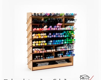 Laser Cut Marker Organizer SVG | 200+ Pen Storage Rack | Artist Desk Organizer | Copic Brush Pen Holder | Wood Laser Cut File