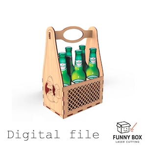 Portabotellas para 6 botellas de cerveza – Diseño cortado a láser digital (ajuste a presión, sin pegamento, material de 4 mm)