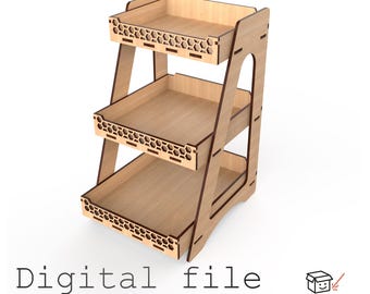 Organizzatore da cucina da tavolo a 3 livelli – Design digitale tagliato al laser (inserimento a incastro, colla minima, materiale da 6 mm)