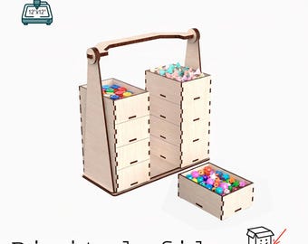 Contenitore per materiali artigianali tagliato al laser in formato SVG / Organizzatore portatile con 15 scatole rimovibili / Contenitore per perline e accessori / File digitale per taglio laser