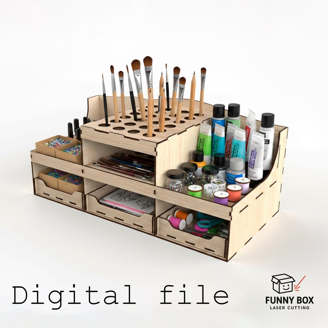 Desk Organizer for Artists & Model Makers - Digital Laser Cut Design ...