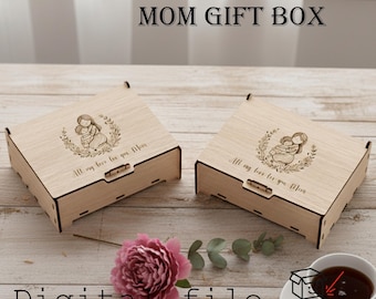 Laser Cut Mom Gift Boxes, Set of 2 Mother's Day Keepsake Templates,  DIY Engraved Box Files, 3mm material
