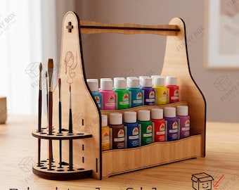 Paint Storage Box with Brush Compartments – Digital Laser Cut File (6mm Material)