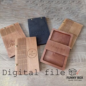 May include: A collection of wooden menu holders and display pieces. Some are light brown, others are dark brown or black. The pieces have text and designs, including the words "Molecule Hotel & Resort", "Lemon", "Good Food", and "Friends". The phrase "Digital file" is also visible.