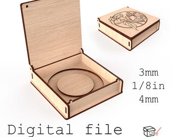 Confezione regalo per bracciale – Design digitale tagliato al laser con incisione floreale (opzioni da 3 mm, 1/8" e 4 mm)