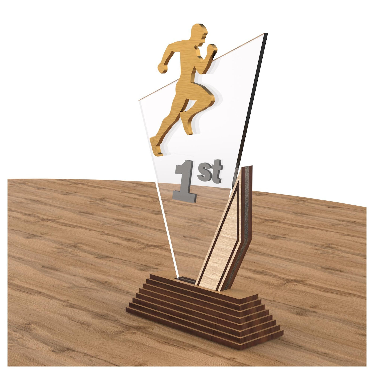 Trophy Inscriptions Running Set of 3 Running-themed Award Trophies – Digital Laser Cut Design (3mm ...
