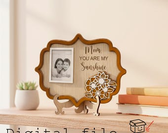 Laser Cut Photo Frame, Layered Mother's Day Gift, DIY Template with Stand for Cutting Machines