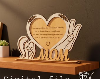 Mother’s Day Heart Laser Cut File | Mom and Baby SVG | Handmade Gift Design