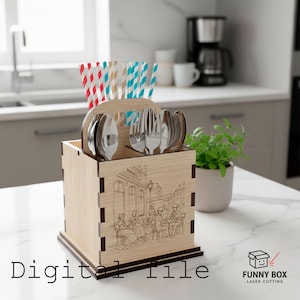 Cutlery Organizer – Digital Laser Cut Design (6mm Material, Minimal Glue Assembly)