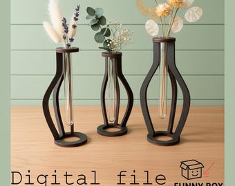 Decorative Vase Set Laser Cut Template, 3 Sizes, Digital Download for Modern Home Decor, Dried Flower Vase Stand SVG