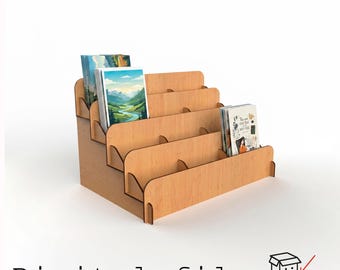 Lasergesneden briefkaartstandaard SVG | Kaartenrek met 4 niveaus | Wenskaarthouder | Organizer met kunstafdrukken | Digitale download DXF