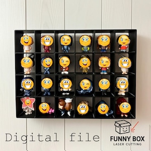 Displayhylla för samlarobjekt 24 figurer laserskuren mall, väggmonterat displaygaller, passar standard 50 mm (2 tum) minifigurer