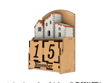 3D House Perpetual Calendar Laser Cut File (Digital Download)