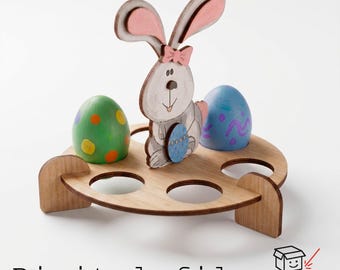 Easter Rabbit Eggs Holder Laser Cut File, Digital download