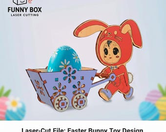 Carretto delle uova di Pasqua con coniglietta SVG / Decorazioni pasquali tagliate al laser / File di artigianato primaverile